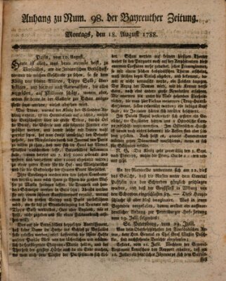 Bayreuther Zeitung Montag 18. August 1788