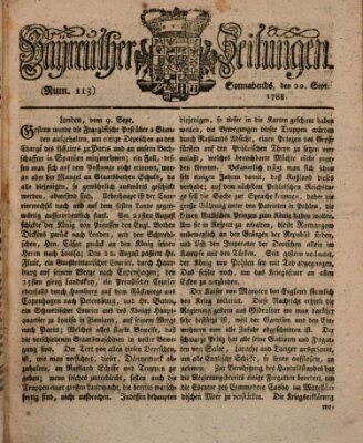 Bayreuther Zeitung Samstag 20. September 1788