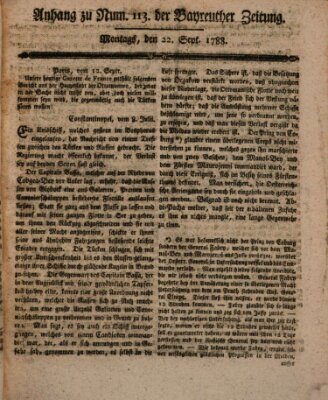 Bayreuther Zeitung Montag 22. September 1788