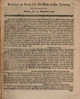 Bayreuther Zeitung Dienstag 30. September 1788