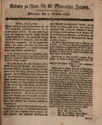 Bayreuther Zeitung Freitag 3. Oktober 1788