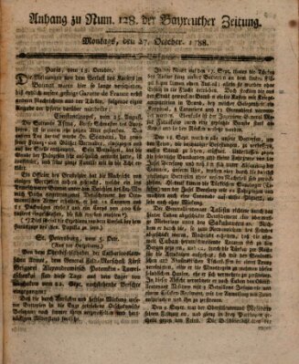 Bayreuther Zeitung Montag 27. Oktober 1788