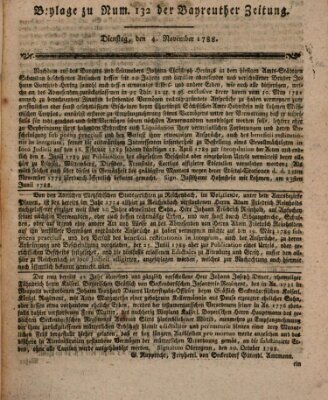 Bayreuther Zeitung Dienstag 4. November 1788