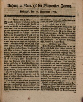 Bayreuther Zeitung Samstag 15. November 1788