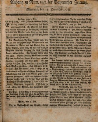 Bayreuther Zeitung Montag 15. Dezember 1788