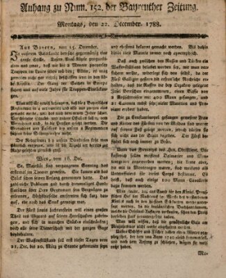 Bayreuther Zeitung Montag 22. Dezember 1788