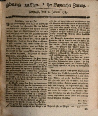 Bayreuther Zeitung Freitag 2. Januar 1789