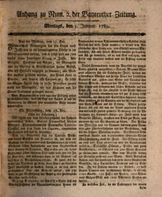Bayreuther Zeitung Montag 5. Januar 1789