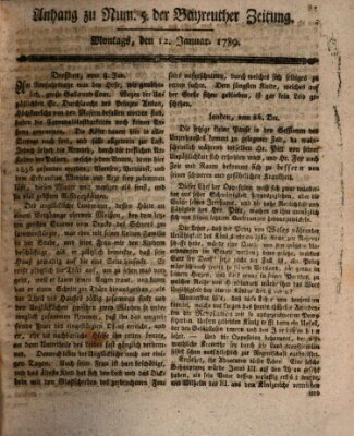 Bayreuther Zeitung Montag 12. Januar 1789