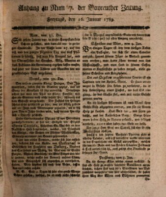 Bayreuther Zeitung Freitag 16. Januar 1789