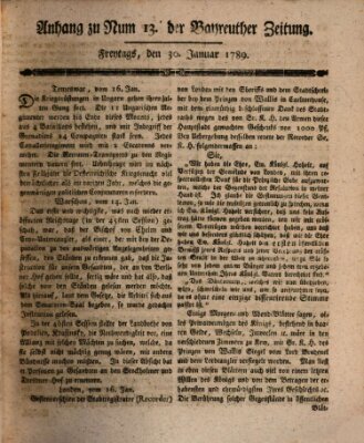 Bayreuther Zeitung Freitag 30. Januar 1789