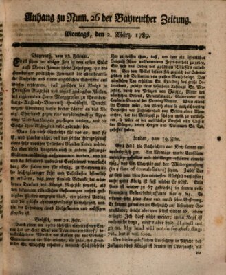 Bayreuther Zeitung Montag 2. März 1789