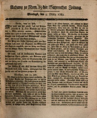 Bayreuther Zeitung Montag 9. März 1789