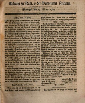 Bayreuther Zeitung Montag 23. März 1789