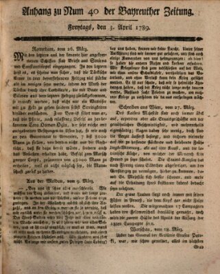 Bayreuther Zeitung Freitag 3. April 1789