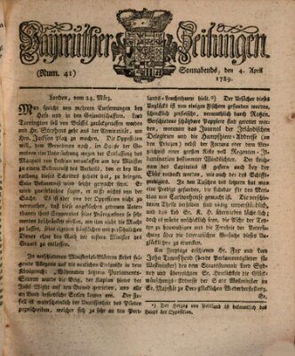 Bayreuther Zeitung Samstag 4. April 1789