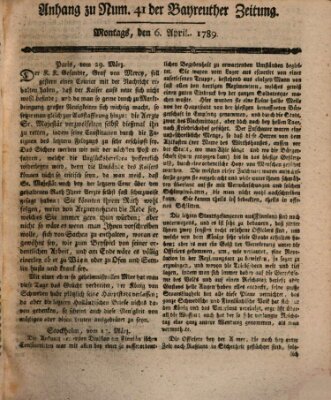 Bayreuther Zeitung Montag 6. April 1789