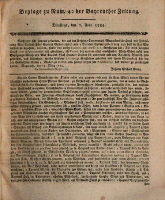 Bayreuther Zeitung Dienstag 7. April 1789