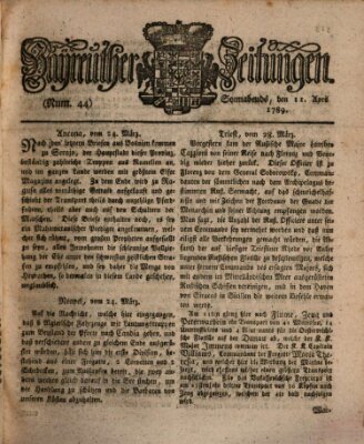 Bayreuther Zeitung Samstag 11. April 1789