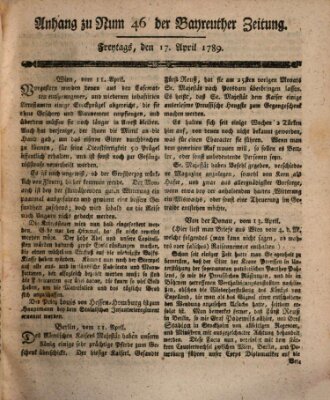 Bayreuther Zeitung Freitag 17. April 1789