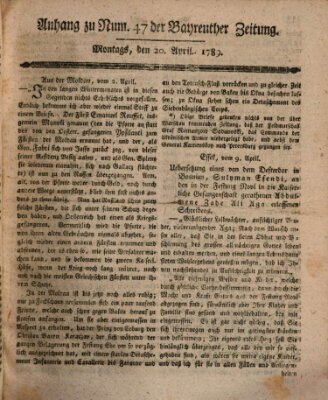 Bayreuther Zeitung Montag 20. April 1789