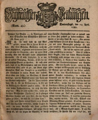 Bayreuther Zeitung Donnerstag 23. April 1789