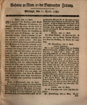 Bayreuther Zeitung Montag 27. April 1789