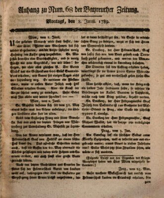 Bayreuther Zeitung Montag 8. Juni 1789