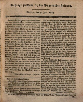 Bayreuther Zeitung Dienstag 9. Juni 1789