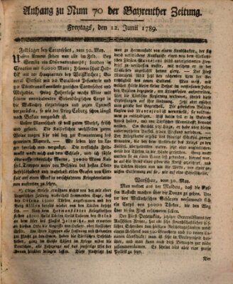 Bayreuther Zeitung Freitag 12. Juni 1789