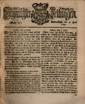 Bayreuther Zeitung Donnerstag 18. Juni 1789