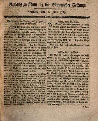 Bayreuther Zeitung Freitag 19. Juni 1789