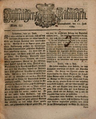 Bayreuther Zeitung Samstag 11. Juli 1789