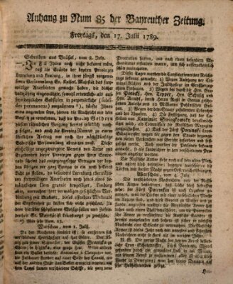 Bayreuther Zeitung Freitag 17. Juli 1789