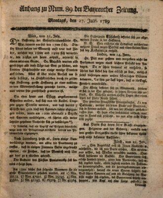 Bayreuther Zeitung Montag 27. Juli 1789