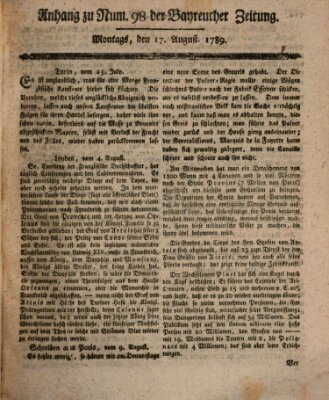 Bayreuther Zeitung Montag 17. August 1789