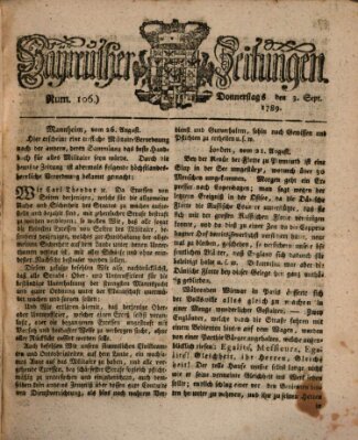 Bayreuther Zeitung Donnerstag 3. September 1789