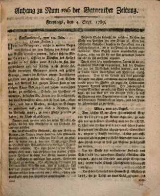 Bayreuther Zeitung Freitag 4. September 1789