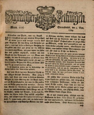 Bayreuther Zeitung Samstag 5. September 1789