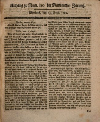 Bayreuther Zeitung Montag 14. September 1789