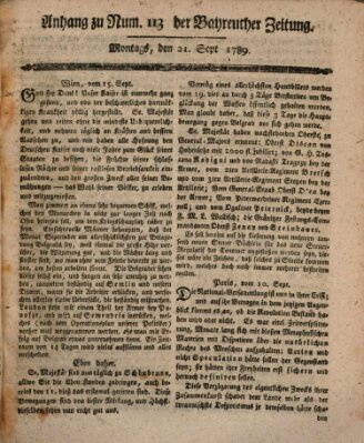 Bayreuther Zeitung Montag 21. September 1789