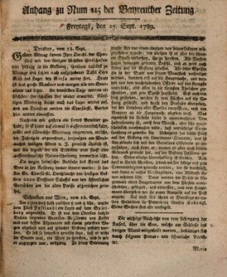 Bayreuther Zeitung Freitag 25. September 1789