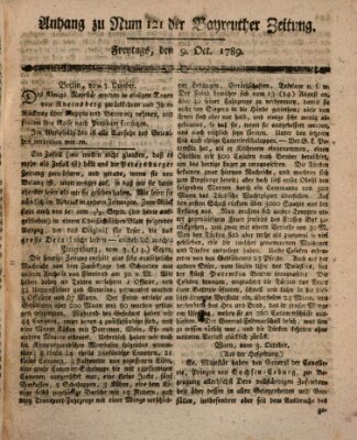 Bayreuther Zeitung Freitag 9. Oktober 1789