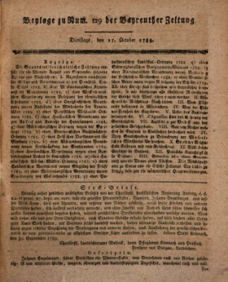 Bayreuther Zeitung Dienstag 27. Oktober 1789