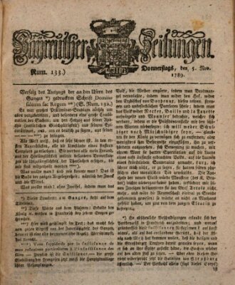 Bayreuther Zeitung Donnerstag 5. November 1789