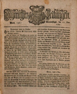 Bayreuther Zeitung Donnerstag 12. November 1789