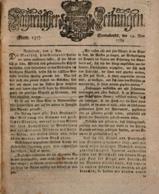 Bayreuther Zeitung Samstag 14. November 1789