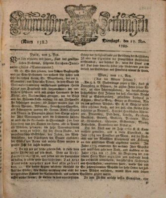 Bayreuther Zeitung Dienstag 17. November 1789