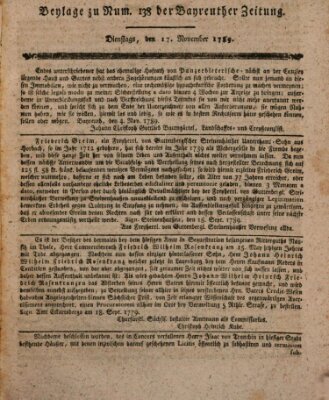 Bayreuther Zeitung Dienstag 17. November 1789