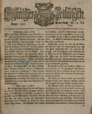 Bayreuther Zeitung Donnerstag 19. November 1789